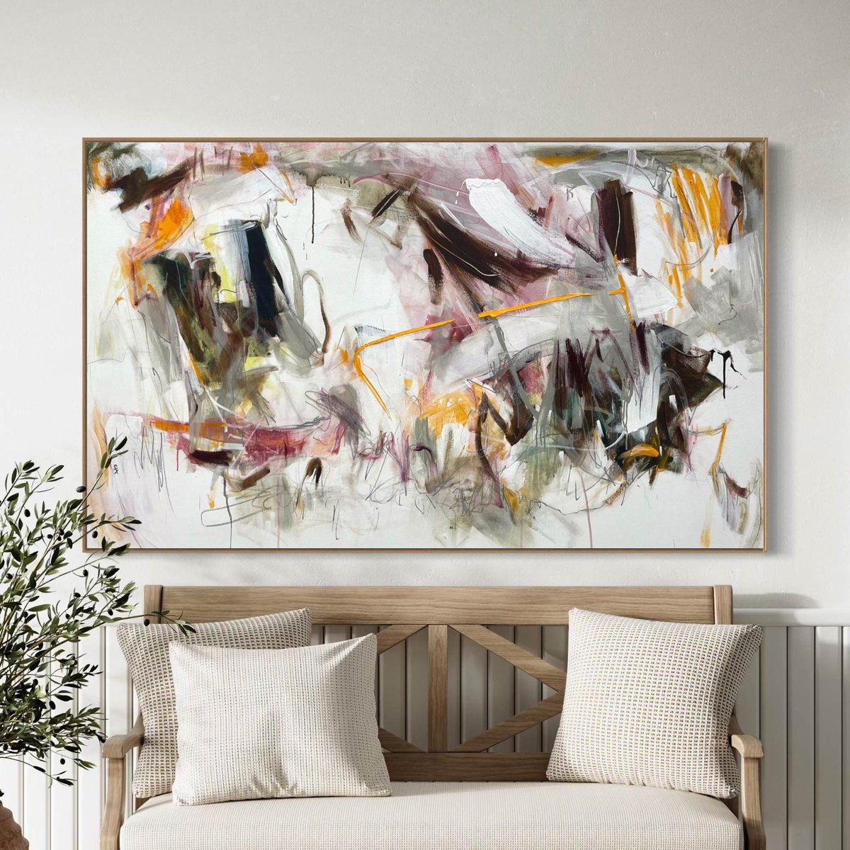 Abstract Acrylic Painting By Cheryl Harrison, 59 X 35, Restless, Original Artwork