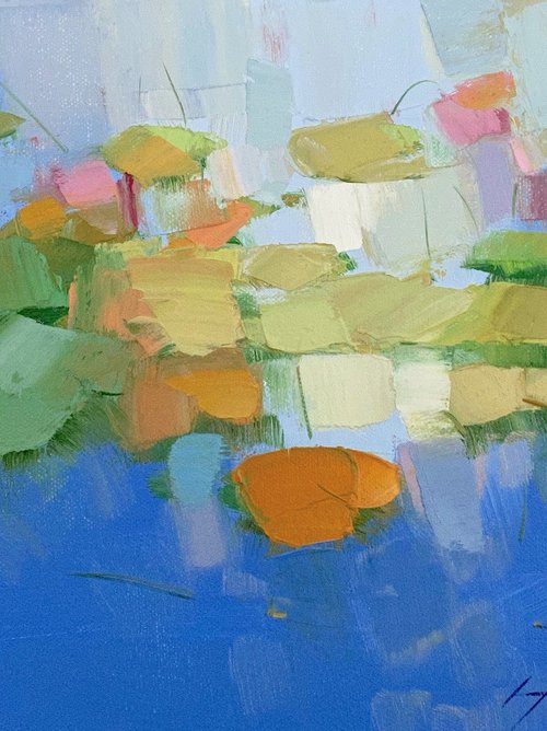 Lilies Pond, Original oil painting, Handmade artwork, One of a kind by Vahe Yeremyan
