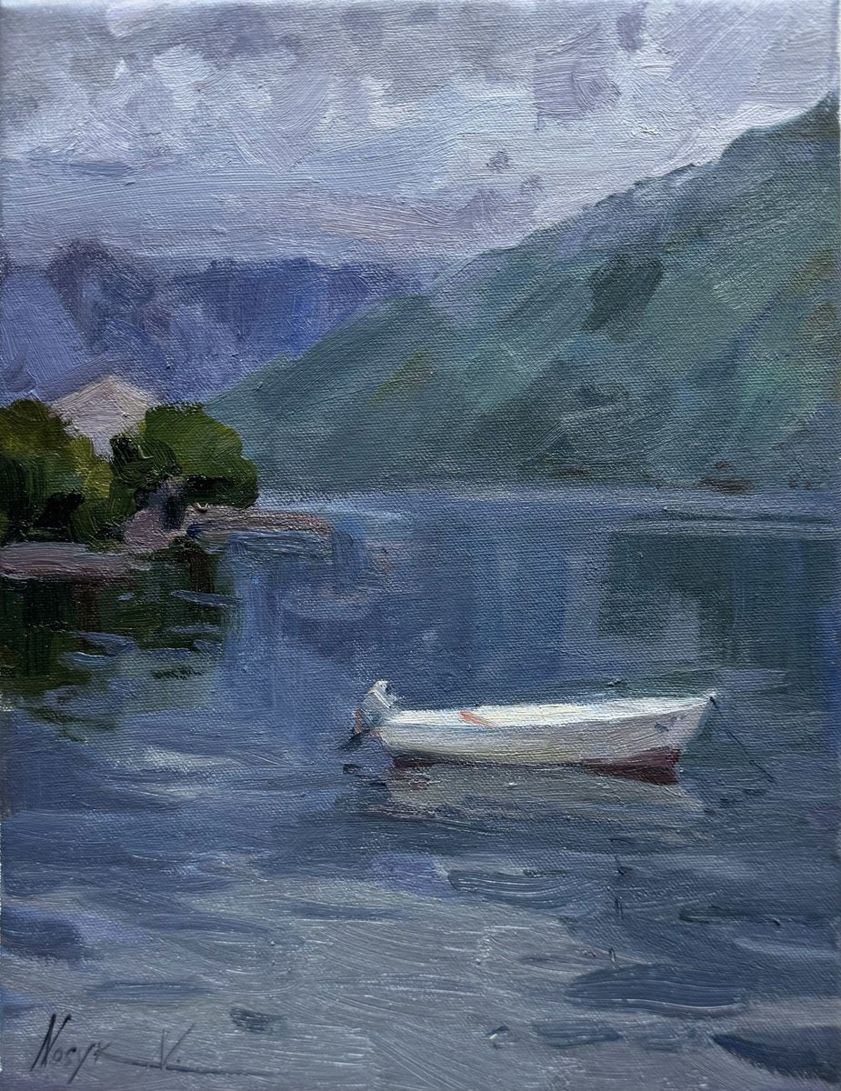 Impressionistic Landscape Oil Painting By Nataliia Nosyk, 11 X 14", Silent Bay, Original Artwork