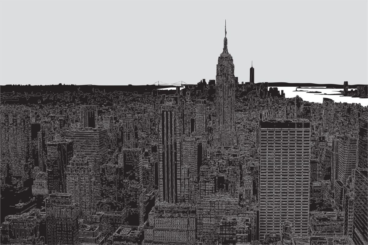 New York from Top of The Roc B&W by Keith Dodd