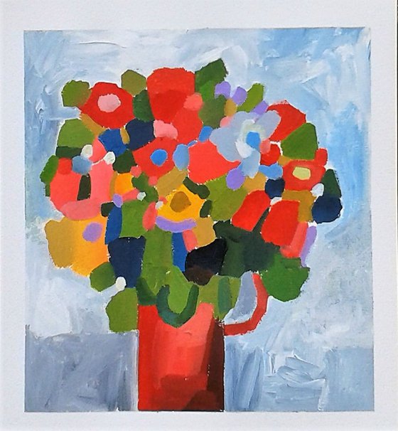 Summer Flowers in a Red Vase II