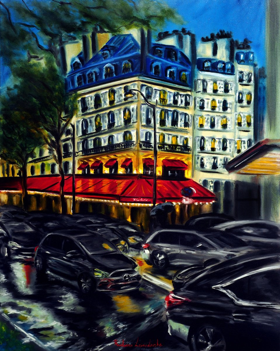 Impressionistic Cityscapes Oil Painting By Ruslana Levandovska, 24 X 30", Evening Rush In Paris, Original Artwork