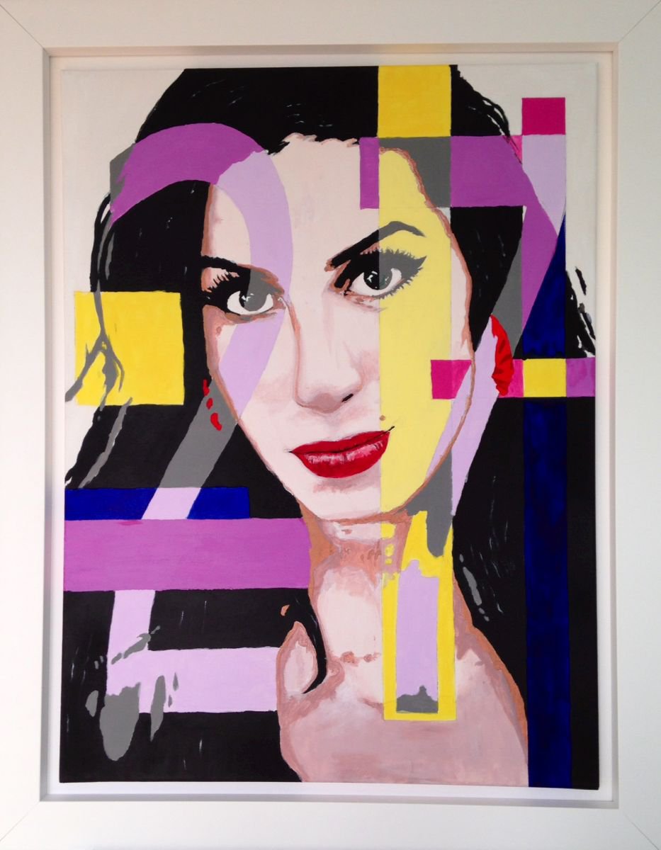 Photorealistic Portrait Acrylic Painting By Stefano Pallara, 31 X 39", The 27 Club - Amy Winehouse, Original Artwork