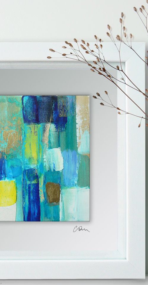 Framed ready to hang original abstract  - Deep water #18 by Carolynne Coulson