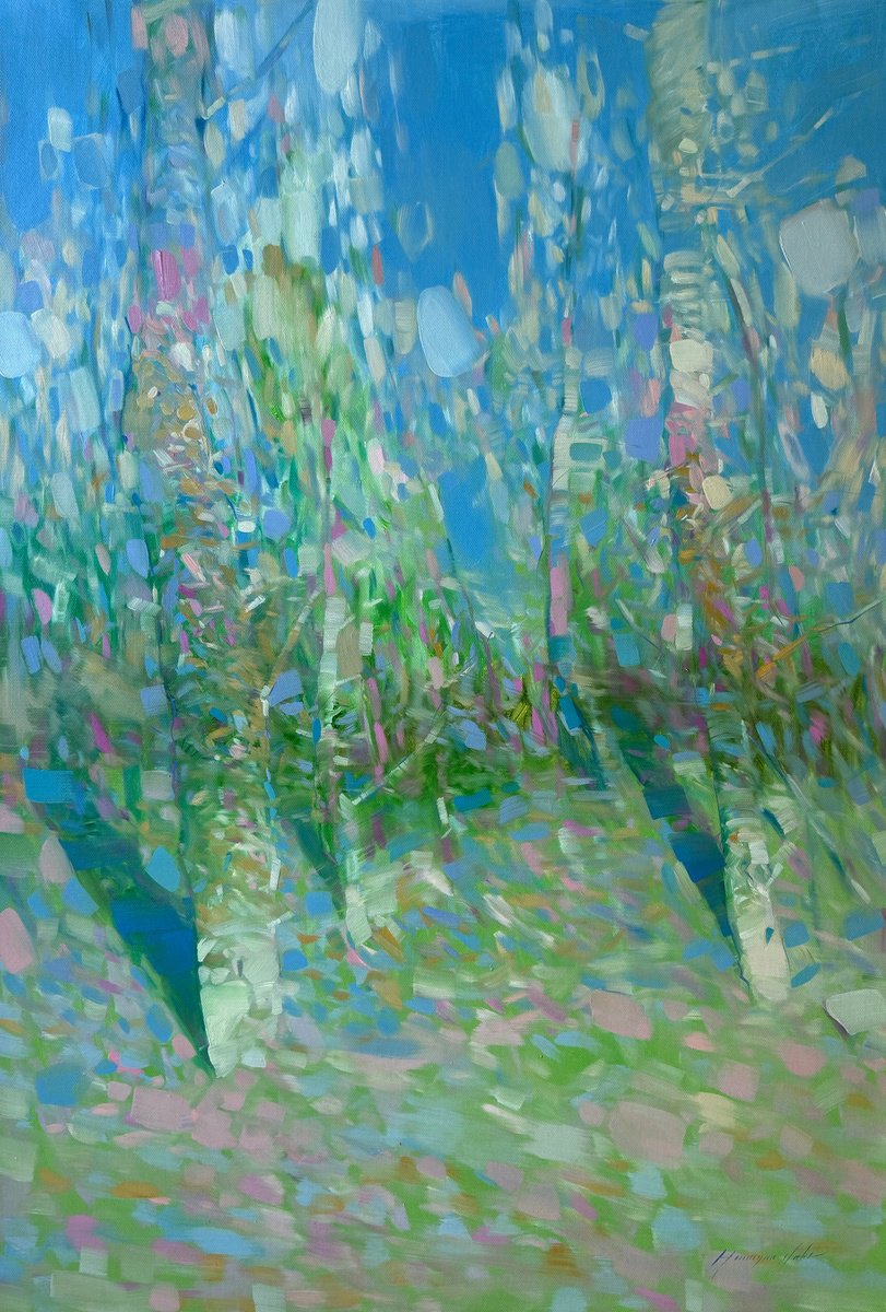 Impressionistic Landscape Oil Painting By Vahe Yeremyan, 30 X 44", Bloom Season, Original Artwork