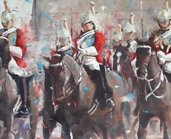 London Horse Guards - Oil Painting - Unframed 55.9cm x 45.7cm
