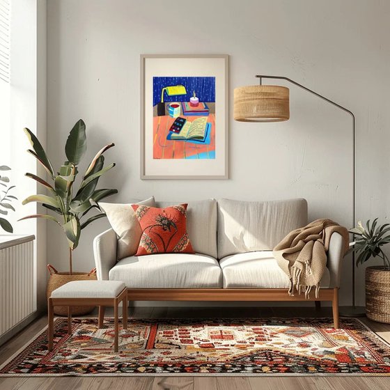 Quiet Desk in Blue Light