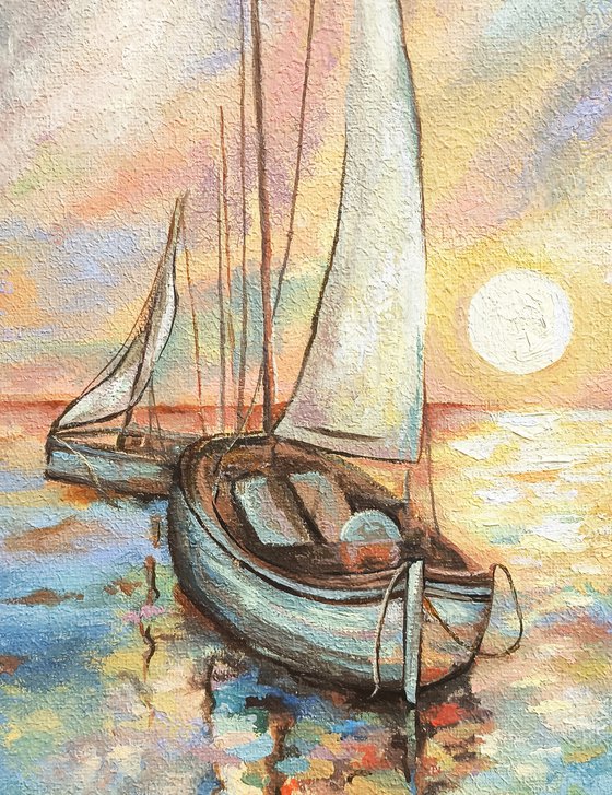 Sailboats at Dusk