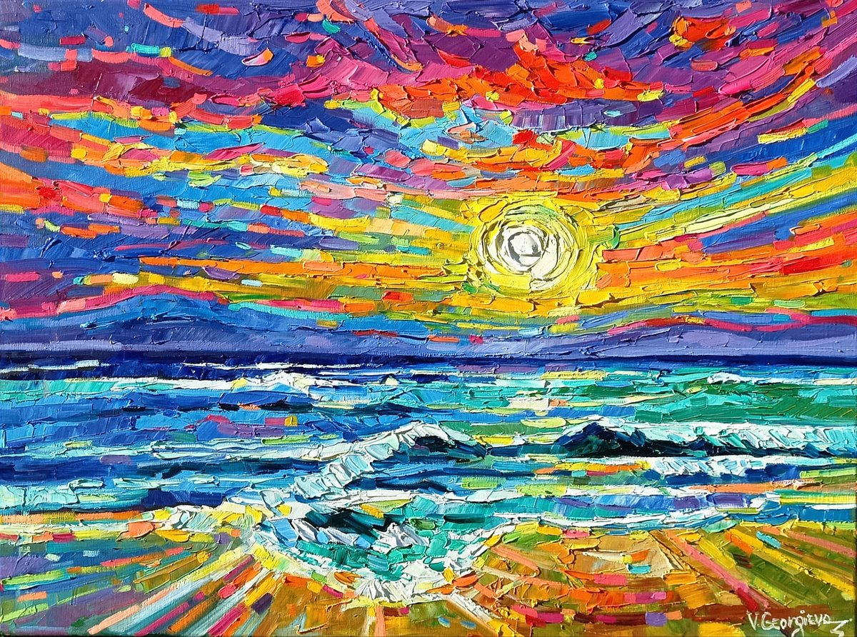 Impressionistic Landscape Oil Painting By Vanya Georgieva, 31 X 24", Immenso, Original Artwork