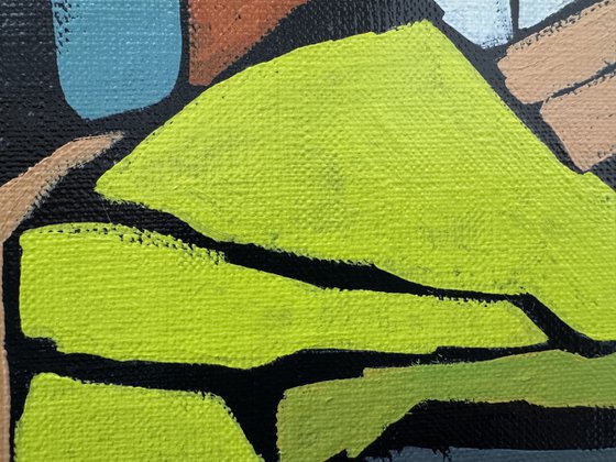 "Woman by the Water with Red Boat" 12x12in