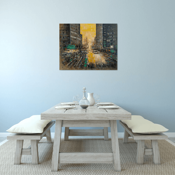 Cityscape (100x80cm, oil painting, ready to hang)