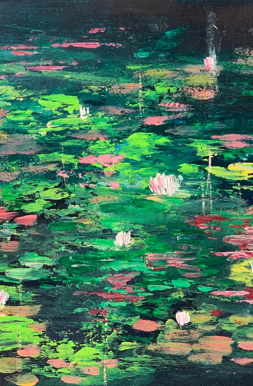 Abstract water lilies! A4 Painting on paper by Amita Dand