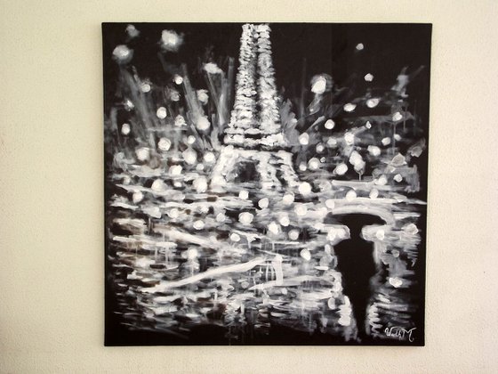 THROUGH THE LIGHTS OF PARIS - Big size painting (100 x 100 cm)