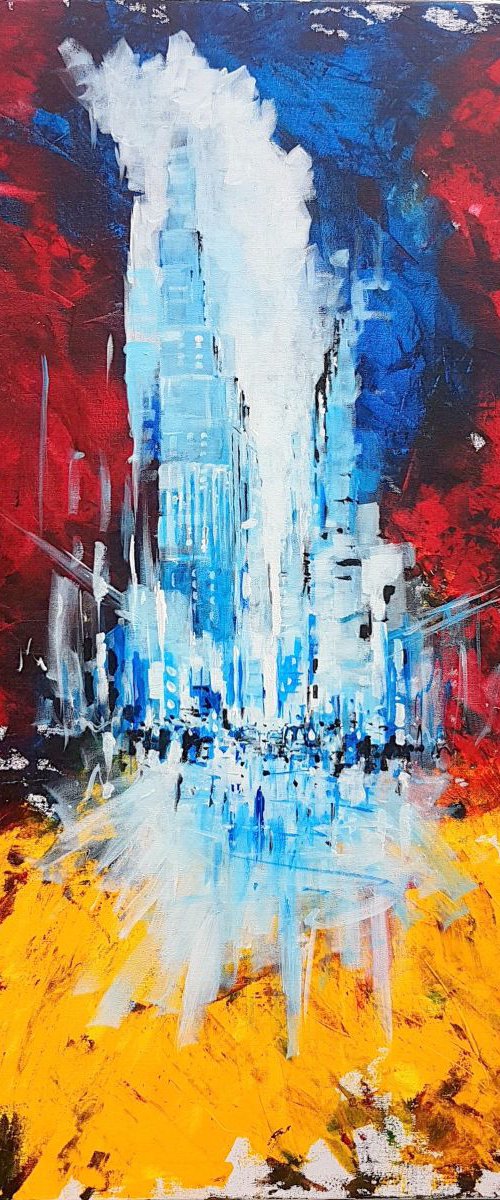 N62 City view Large colourful acrylic on Canvas 70x100cm by Lukasz Lepik