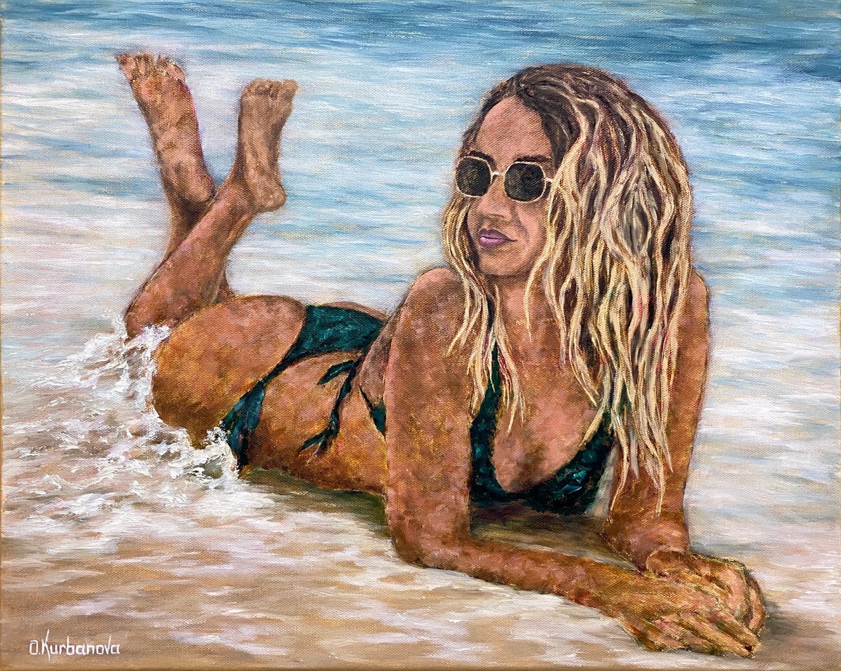 Woman on the ocean by Olga Kurbanova