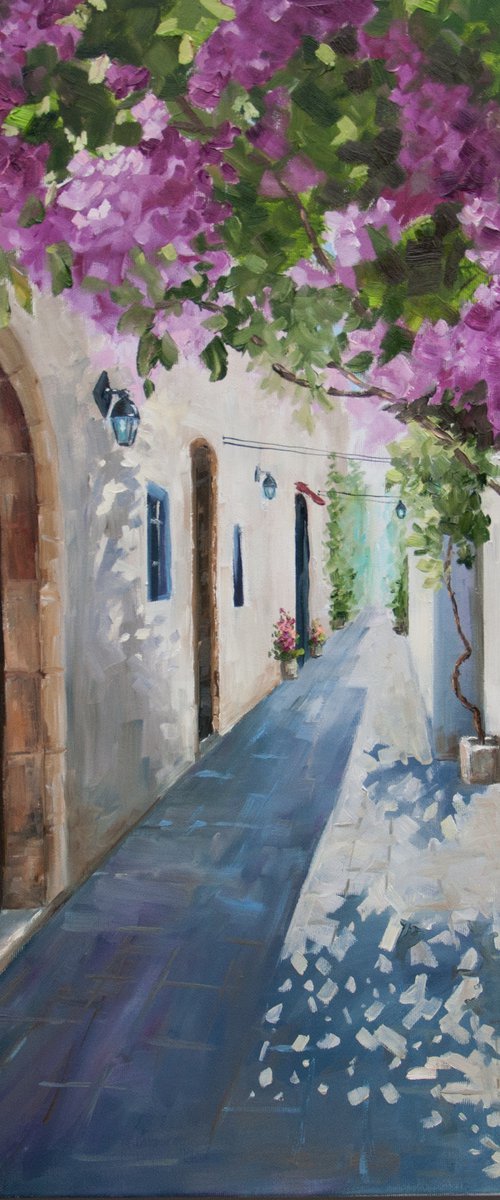 Greece. Mediterranean landscape. Oil painting. Original art. 20 x 26in. by Tetiana Vysochynska