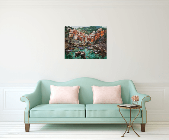 Riomaggiore, Cinque terre - Italian Landscape painting