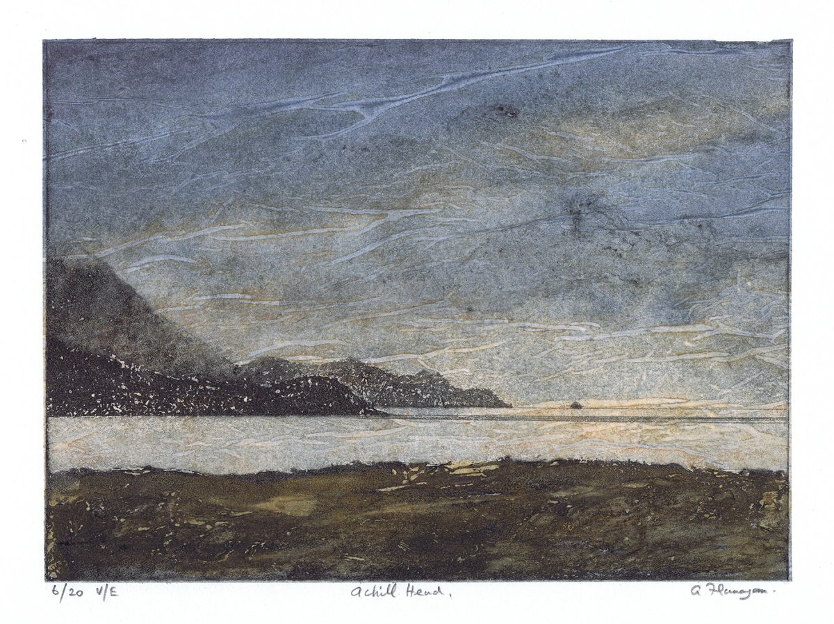 Impressionistic Landscape Etchings & Engravings By Aidan Flanagan Irish Landscapes, 17 X 11, Achill Head - Ireland, Artfinder