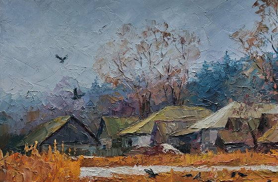 The first snow fell in the village