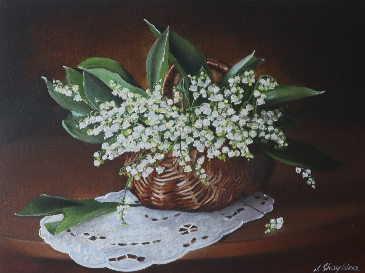 Photorealistic Oil Painting , Lilies Of The Valley In Basket By Natalia Shaykina, 16 X 12, Artwork For Sale On Artfinder