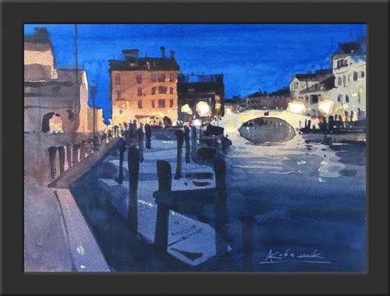 Romance at night. Little Venice, the city of Chioggia