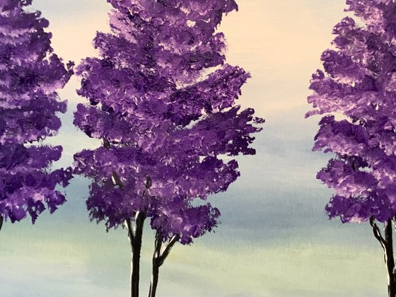 3 purple trees