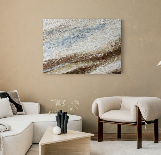 "Bona" Abstract blue brown high textured art