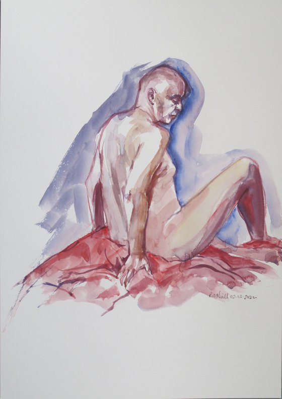 Seated male nude