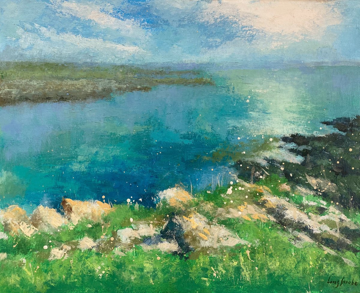 Impressionistic Landscape Oil Painting By Ling Strube, 20 X 16", Scotland Landscape #4, Original Artwork