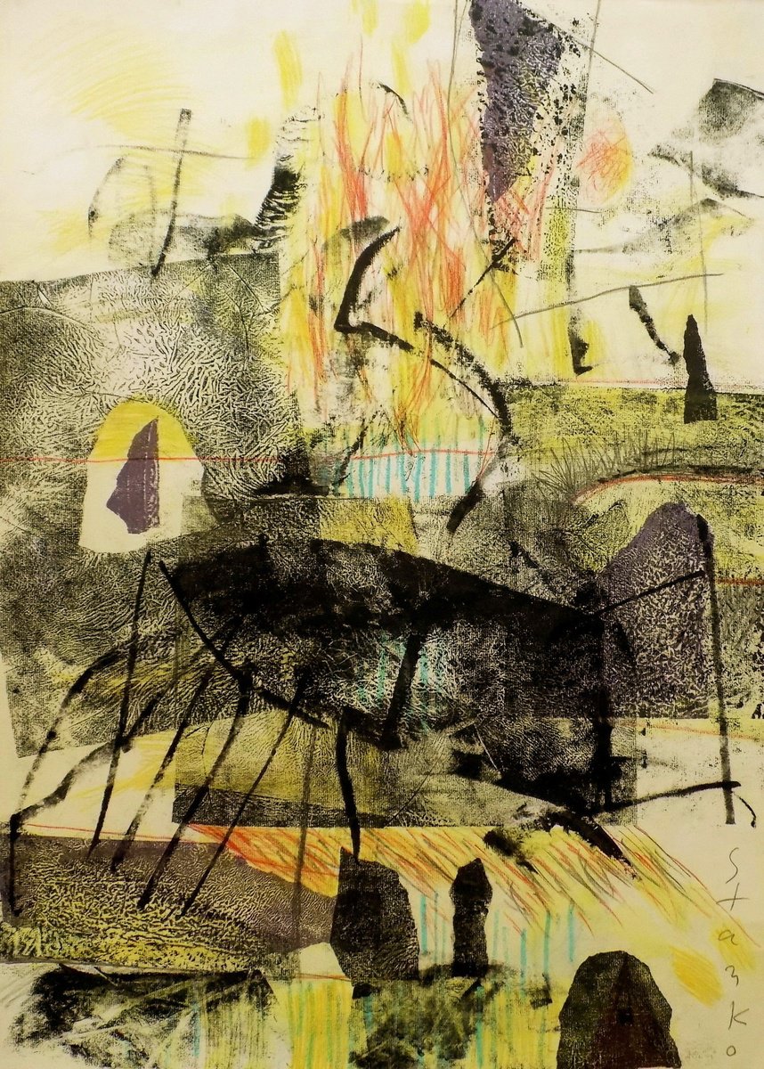 Abstract Drawing , Abstract Landscape-Iii By Stanislav Bojankov, 20 X 28, Artwork For Sale On Artfinder