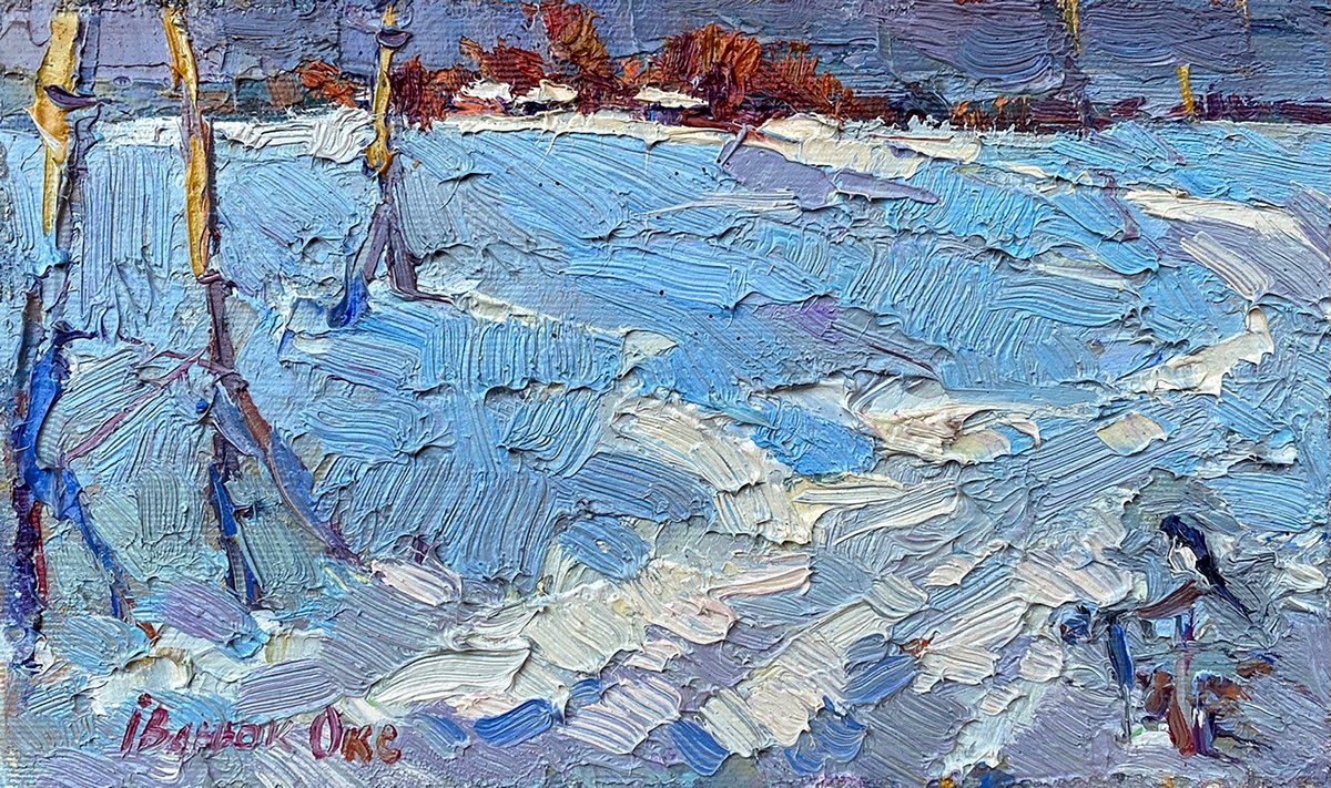 Impressionistic Landscape Oil Painting By Kalenyuk Alex, 10 X 6", Winter, Original Artwork