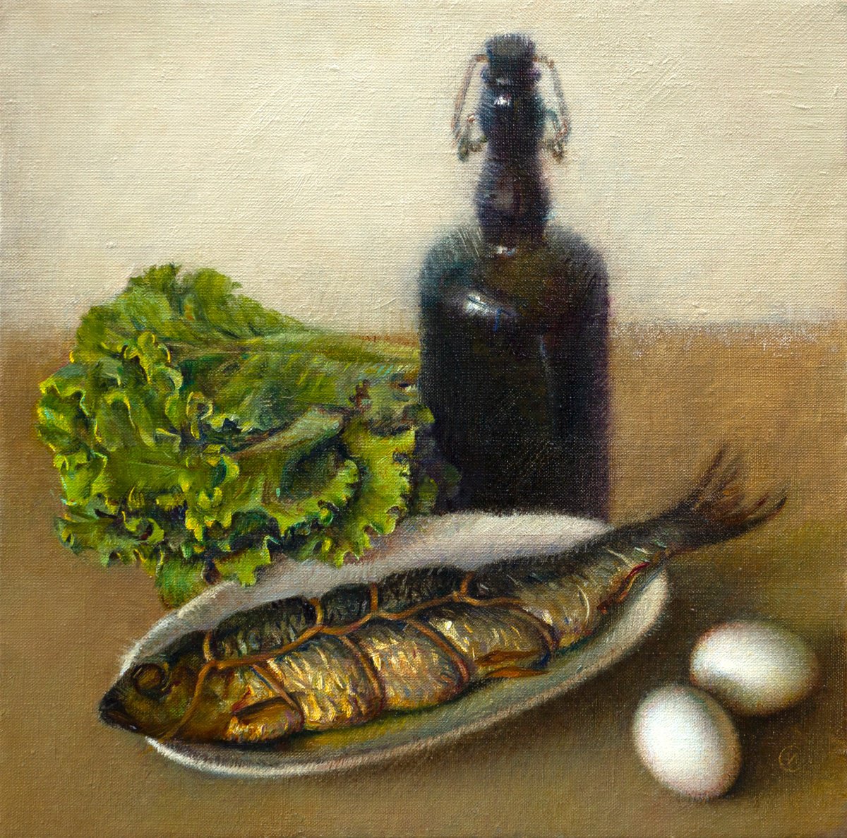 Still life with smoked fish by Igor Sventitski