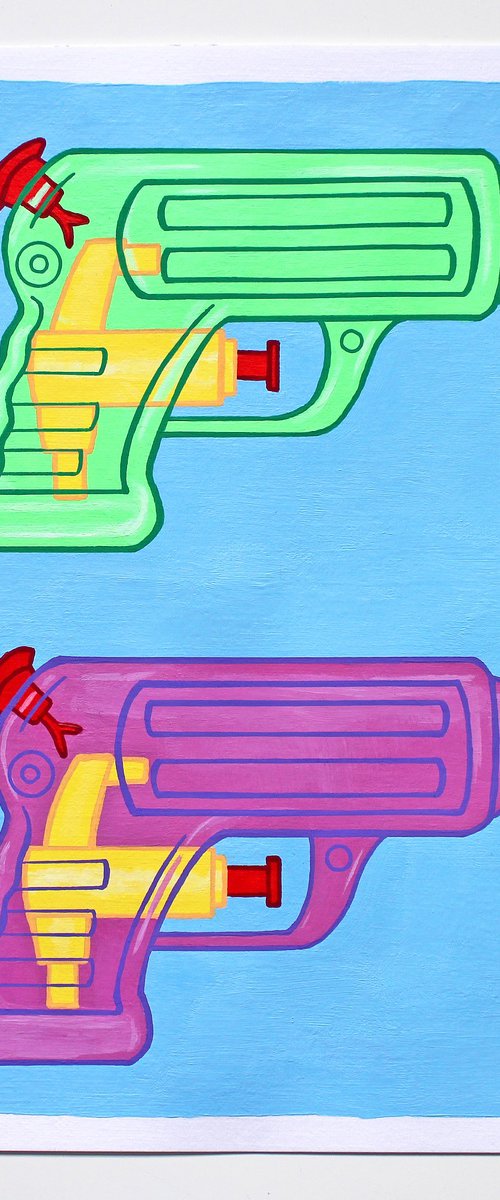 Water Pistols Pop Art Painting by Ian Viggars