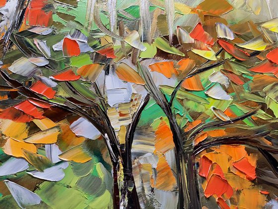 Where all Roads Meet Oil Landscape ORIGINAL ABSTRACT Tree Painting