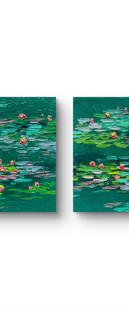 Green Water Lilies Pond by Amita Dand