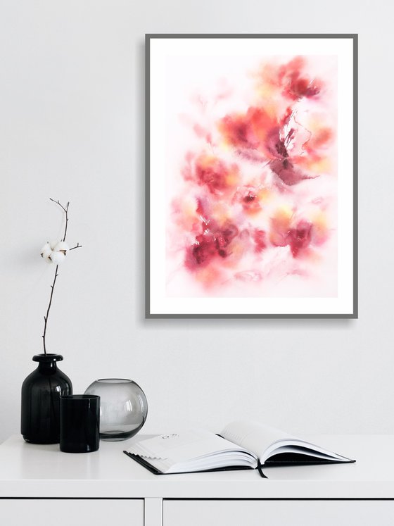 Red abstract flowers