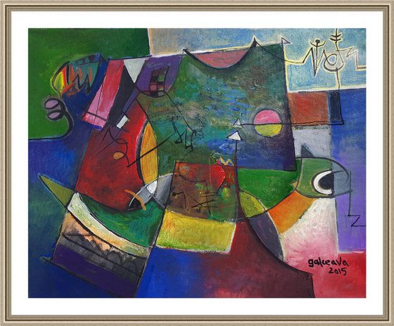 Vision, Geometric abstract oil painting, original art 40x50 cm