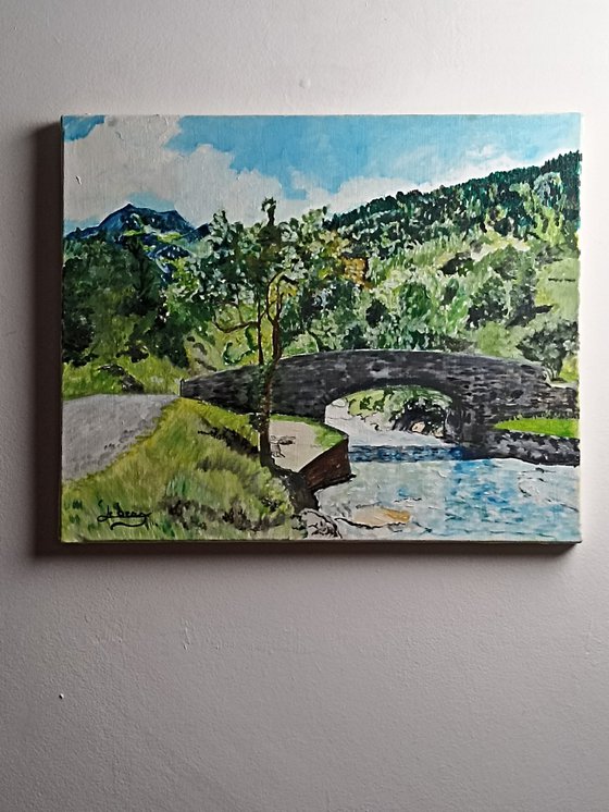 Bridge and mountain