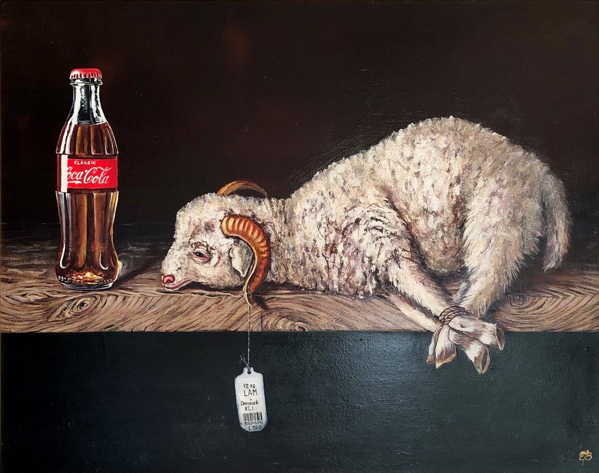 Photorealistic Still Life Acrylic Painting By Lena Smirnova, 23 X 19", Agnus Dei, Original Artwork