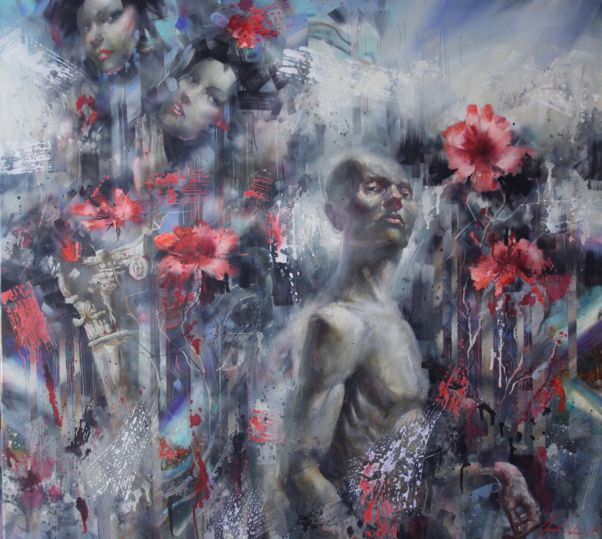 Impressionistic Portrait Oil Painting By Alexandr Dobrodiy, 47 X 43, Bird Catcher (2017), Original Artwork