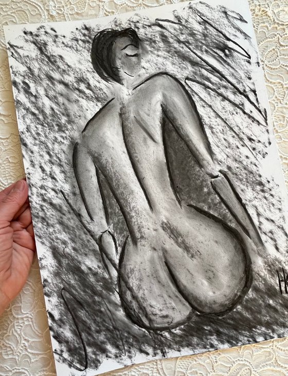 Woman Nude Charcoal Art