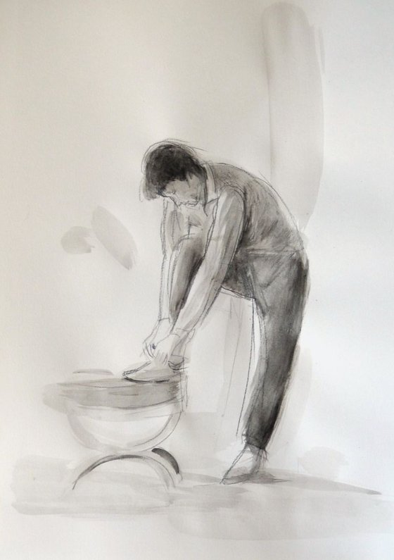 Fastening the shoelace, 29x42 cm