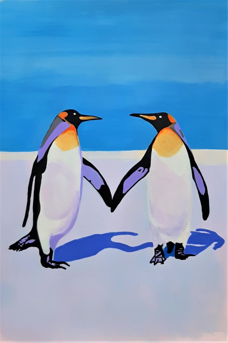 Penguins / 91 x 61 cm by Alexandra Djokic