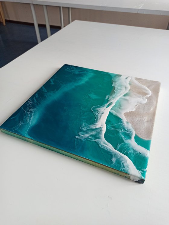 Turquoise Beach Resin Art