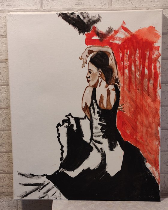 Flamenco dancer 2, Dancer Painting Original Art Flamenco Artwork 40x50 cm