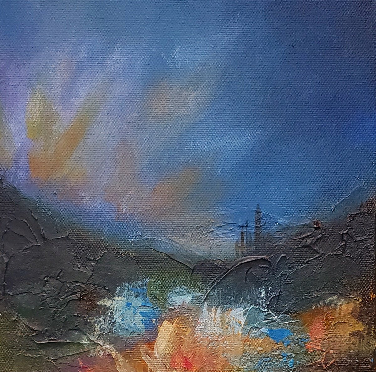Impressionistic Landscape Acrylic Painting By Niyati Jiwani, 8 X 8", Fresh Start, Original Artwork