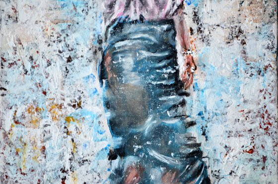 Blue Umbrella - Modern art Women on the CITY Urban art