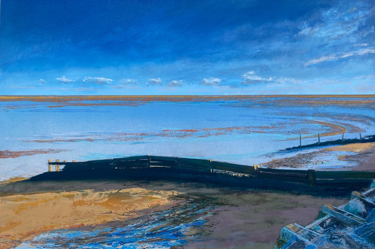’East Beach Breaker III’ Beach, seascape, coastal oil painting by Simon Jones