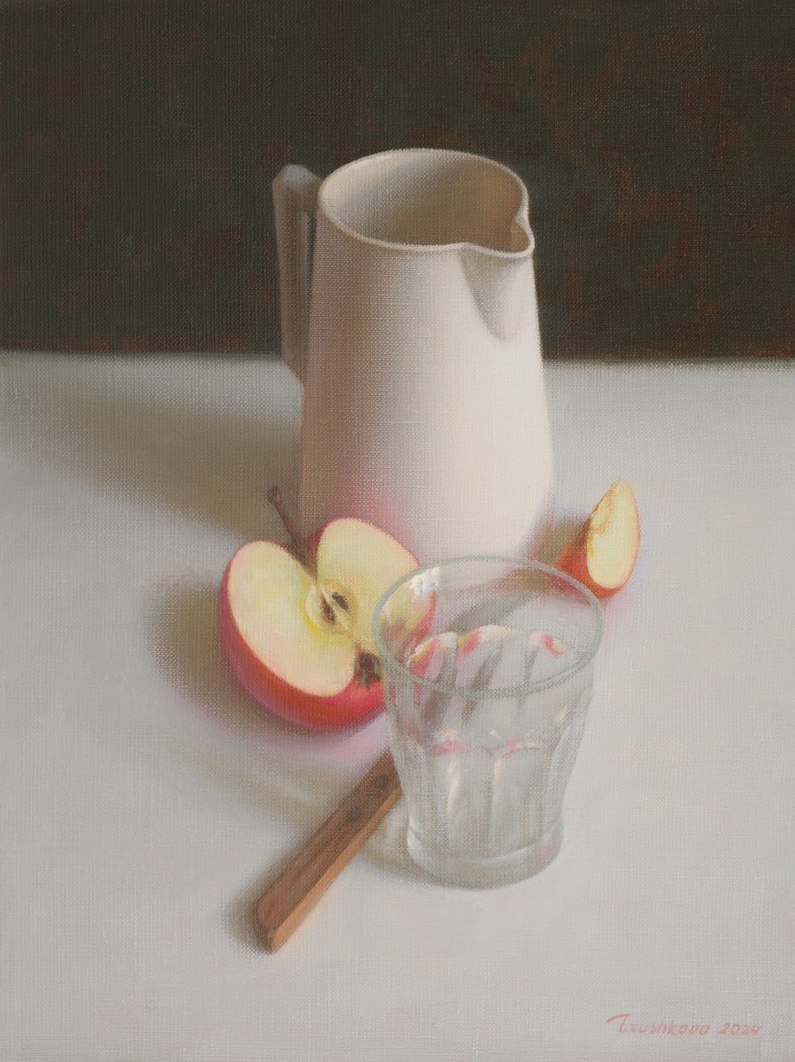 Photorealistic Still Life Oil Painting By Irina Trushkova, 12 X 16, An Apple Every Day, Original Artwork