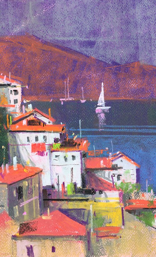 View of white houses and the Mediterranean sea in Fethiye by Andrii Kovalyk
